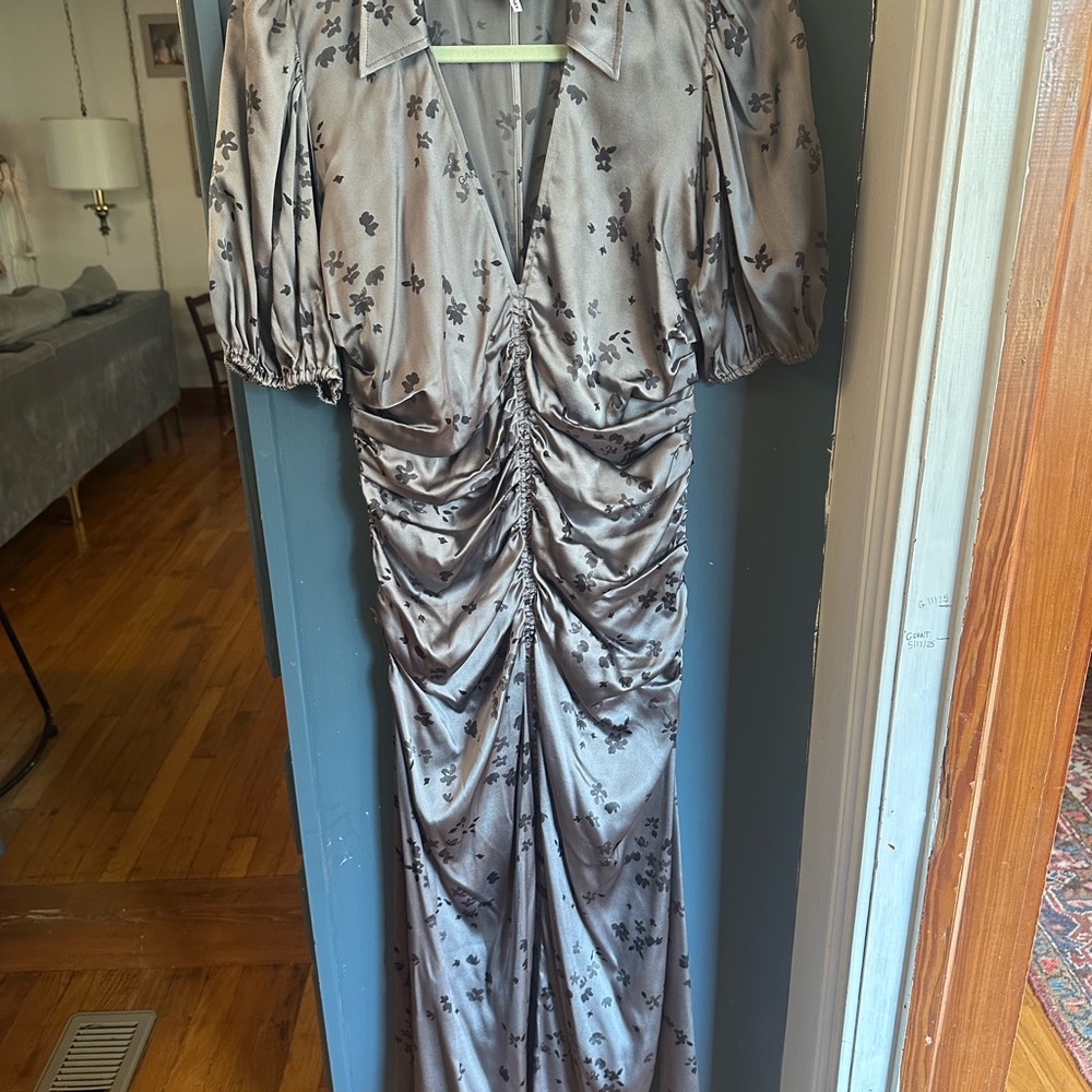 Ganni Gray Floral Dress